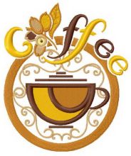 Coffee cup embroidery design