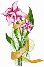 Orchids with Banner embroidery design