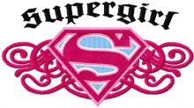 Supergirl vintage logo embroidery design