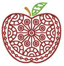 Apple with circle ornament embroidery design