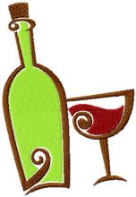 Wine and Bottle embroidery design
