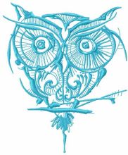 Blue strange owl embroidery design