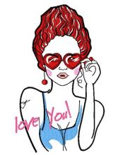 Love you embroidery design