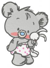Baby bear with toy 2 embroidery design