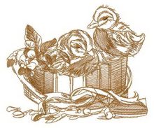Two ducklings in box embroidery design