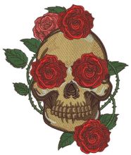 Skull with prickly rose 4 embroidery design