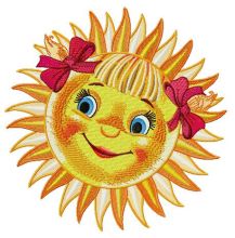 Red-cheeked sun embroidery design