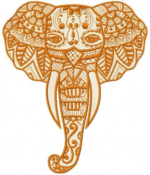 Elephant with tribal embroidery design