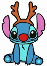 Stitch wears horns embroidery design