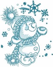 Happy snowman sketch embroidery design