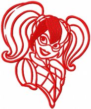 Harley quinn modern one colored embroidery design