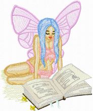 Fairy Reading Book embroidery design