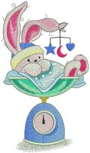 Bunny weighing embroidery design