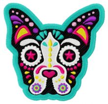 Colorful French Bulldog embroidery design