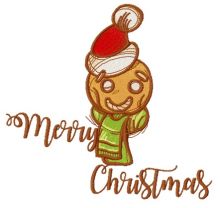 Christmas gingerbread man head embroidery design
