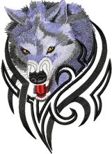 Tribal Wolf embroidery design