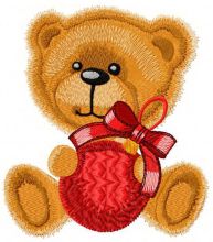 Teddy bear ready for Christmas embroidery design