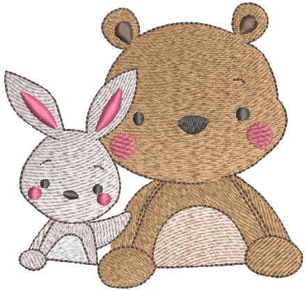 Bear bunny friends free embroidery design
