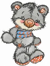Old sad bear toy embroidery design