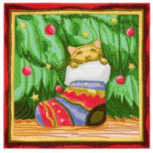 Christmas cat hid in a Christmas sock  embroidery design