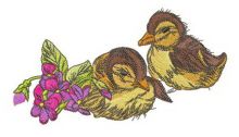 Ducklings with violets embroidery design