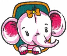 Baby elephant in window embroidery design