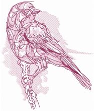 Pink sparrow embroidery design