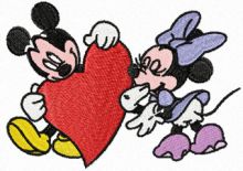 Mickey and Minnie Mouse Valentine's Day embroidery design