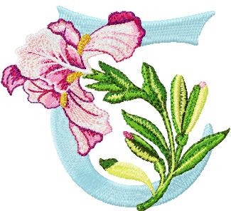 Iris Letter T machine embroidery design