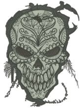 Gray skull embroidery design