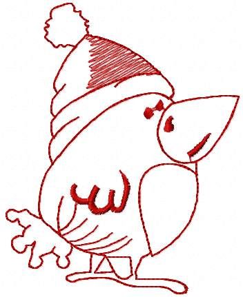 Small funny Christmas bird free embroidery design