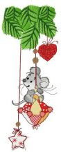Mouse swinging on Christmas toy embroidery design