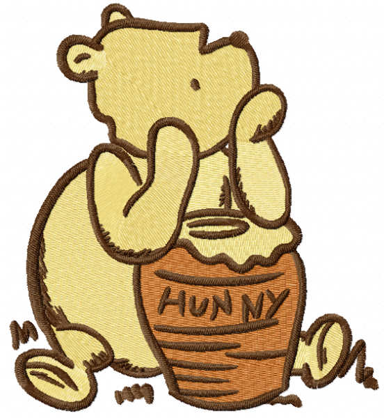 Classic Pooh with honey pot embroidery design