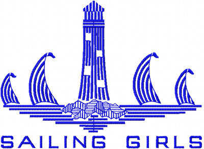 Sailing Girls club logo machine embroidery design