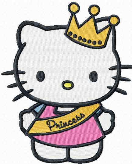 Cat princess Machine embroidery Design 3 Sizes-INSTANT D0WNL0AD