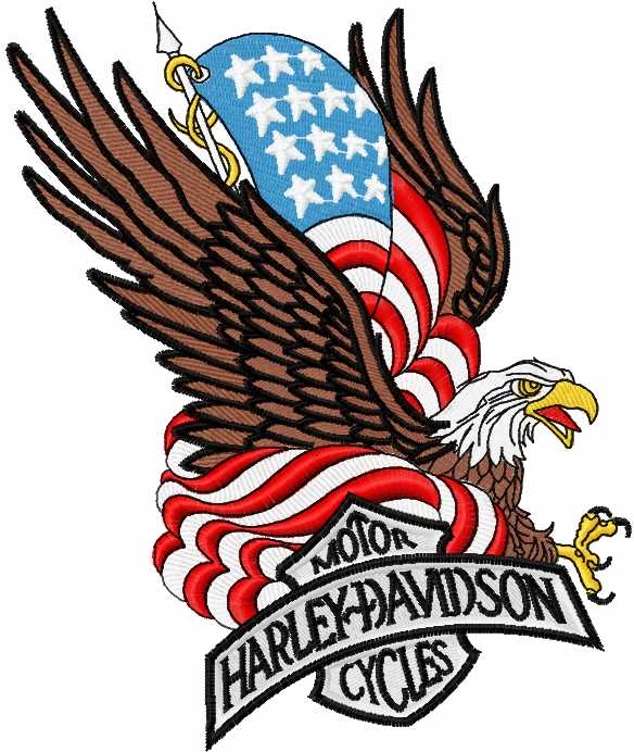 Harley Davidson patriotic logo 5 embroidery design.