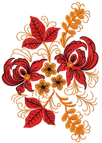 Flower composition 3 embroidery design Embroidery flower previous machine composition