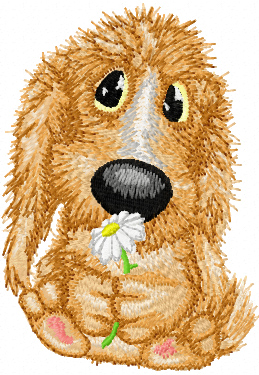 Very cute dog with flower embroidery design