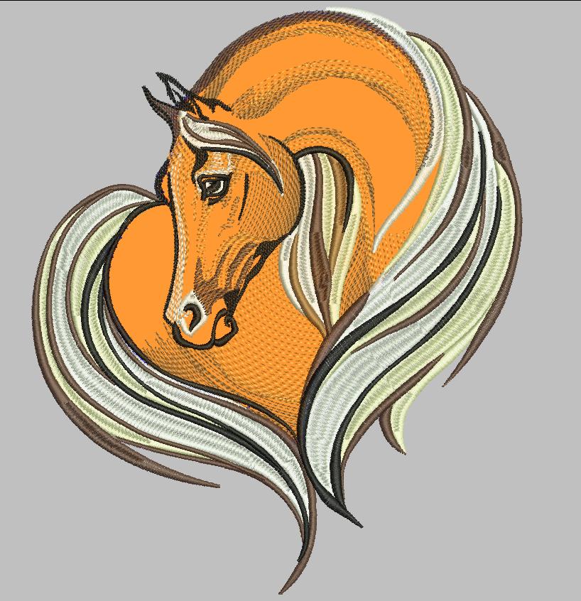 7 inch high Horse Heart Digital Embroidery Design