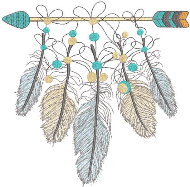 Tribal Feathers Embroidery Design
