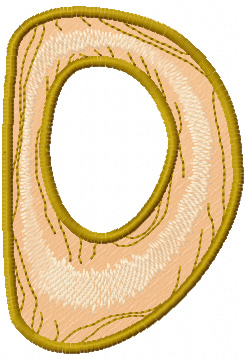 Wooden letter D machine embroidery design