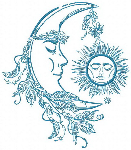 Sleeping moon applique design Machine embroidery design.