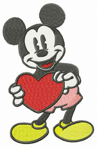 Mickey Mouse with big Valentine card embroidery design