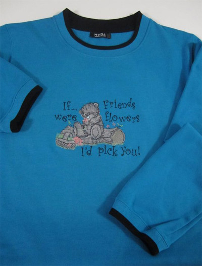 T shirt with Teddy Bear machine embroidery design