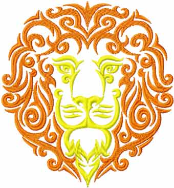 Lion tribal machine embroidery design