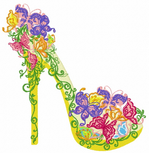 Floral high heel shoe embroidery design 3