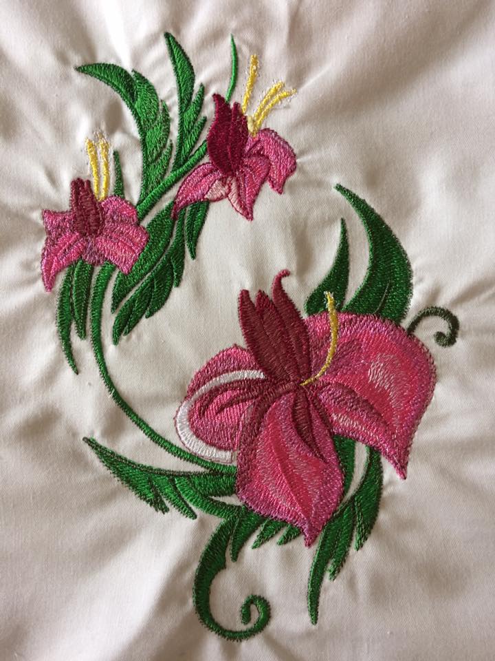 Elegant Oriental Flower embroidery design