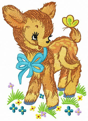 Kind fawn embroidery design