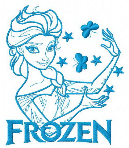 Elsa with butterflies embroidery design 2