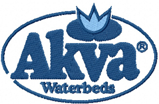 Akva waterbeds machine embroidery logo design